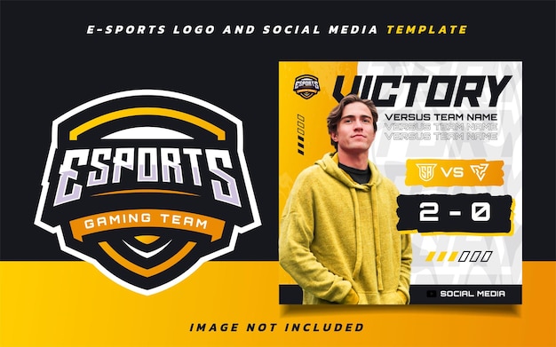 Victory Esports Gaming Post-bannersjabloon voor sociale media met Esports-logo