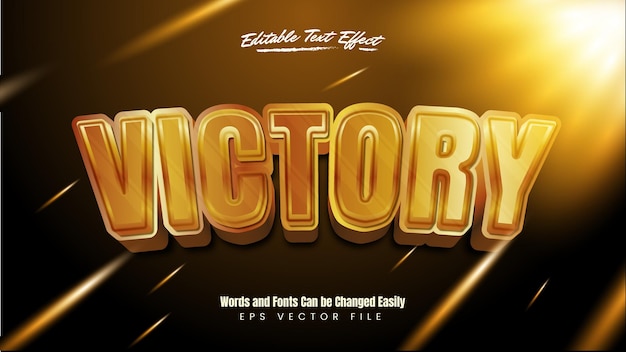 Vector victory gold shiny 3d editable text effect