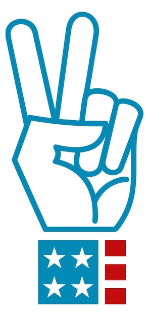 Vector victory hand gesture with american flag symbol peace sign