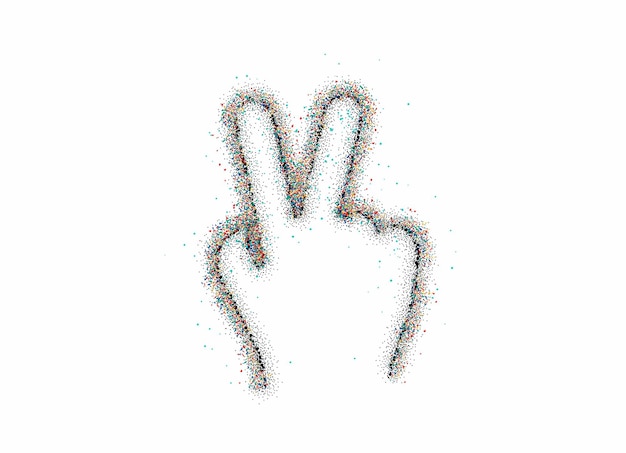 Victory hand particle design vector icon.