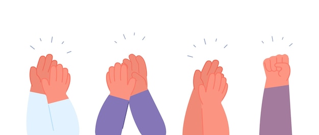 Vector victory hands hand clapping and fist up fans or business winners basic neutral arm happy and positive emotions vector concept