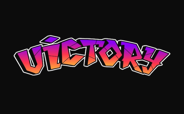 Victory single word letters graffiti style Vector hand drawn logo Funny cool trippy word Victory fashion graffiti style print tshirt poster concept