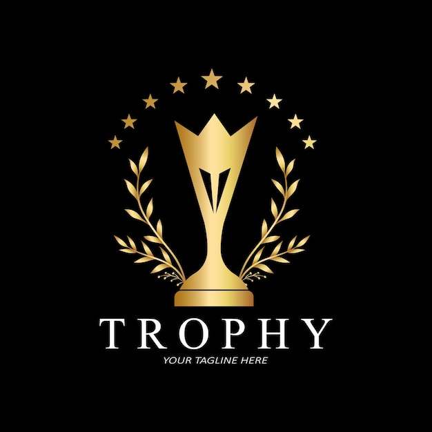 Victory trophy logo design competition award icon vector