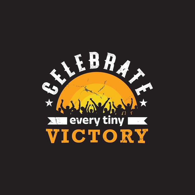 Victory typography t shirt design template for print free vector background