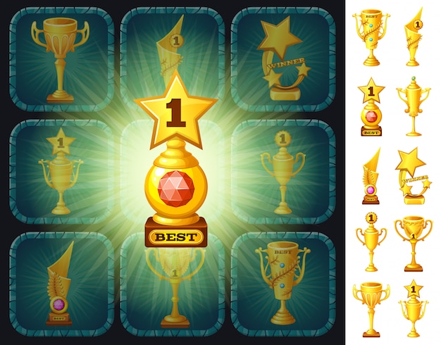 Victory with reward golden cup.