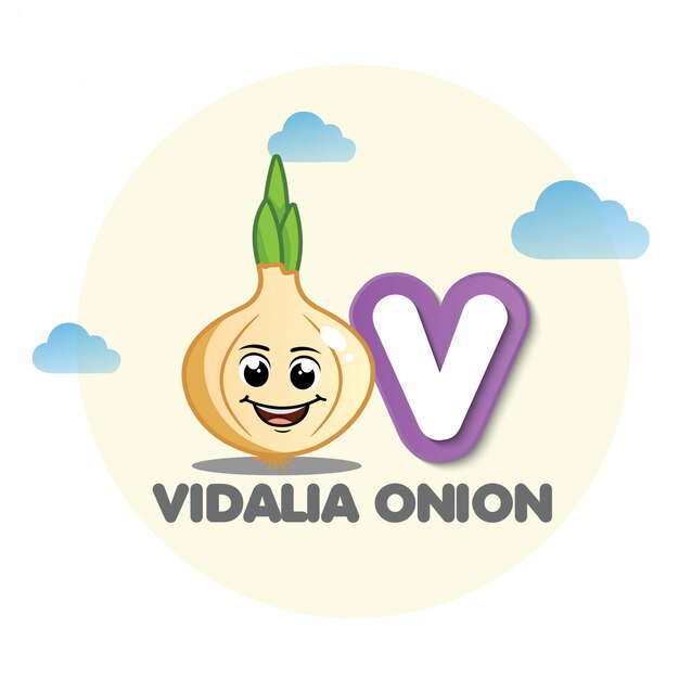 편지 V Vidalia 양파 마스코트