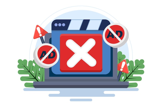 Video ad blocking concept of mobiele ad blocker app om de gebruikerservaring te verbeteren