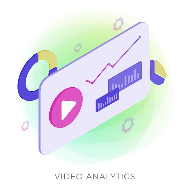 Video Analytics isometrisch modern vectorpictogram