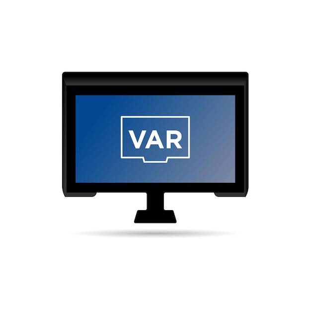 Video assistant referee soccer football var system on the tv screen