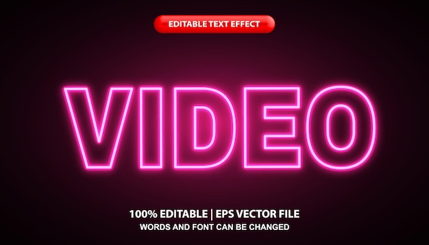 Video bewerkbare teksteffectsjabloon, roze neonlicht tekststijleffect