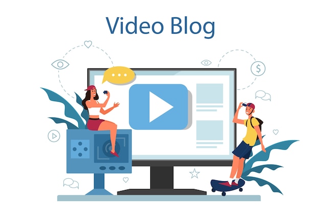 Premium Vector | Video blog concept illustration