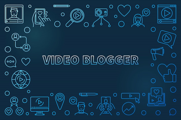 Struttura orizzontale blu del video concetto di blogger