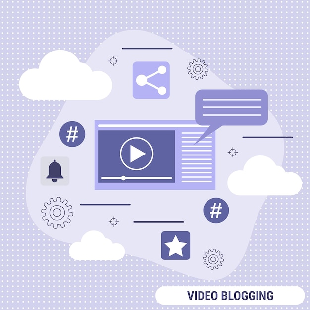 Video blogging flat design style vector concept illustration