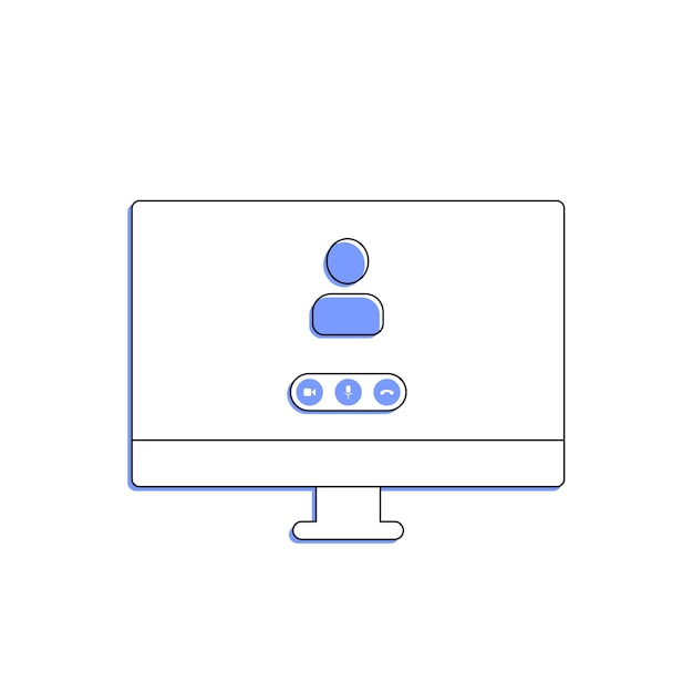 Video call icon desktop pc with buttons