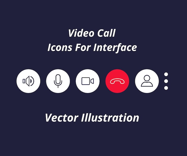 Video call icons set for interface