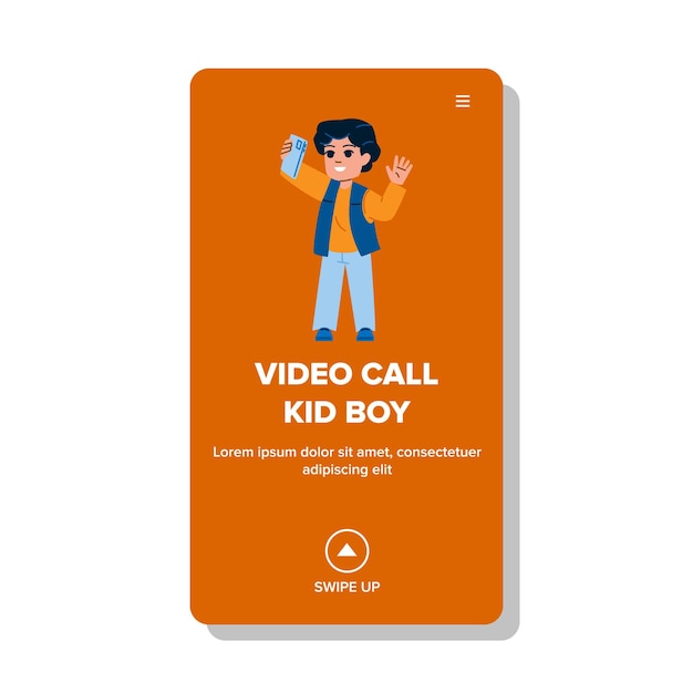 Video call kid boy vector