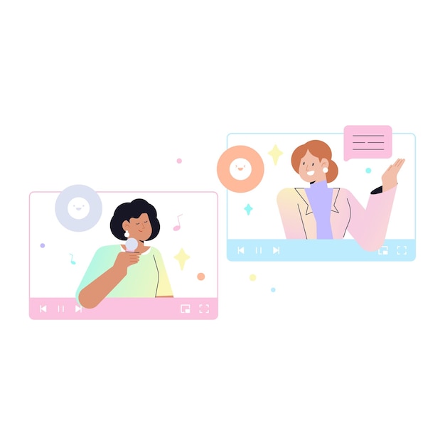 Vector video call with doctor and patient vector illustration in flat style