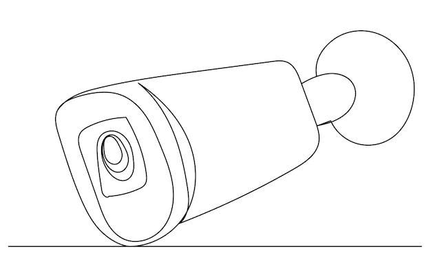 Vector video camera drawing by one continuous line isolated vector