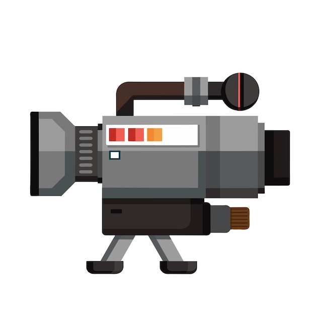 Vector video camera flat icon on white background