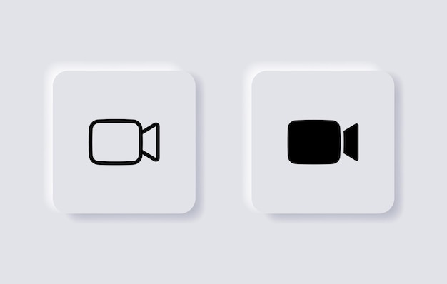 Vector video camera icon cam record symbol with neumorphic style or face time icons in neumorphism buttons