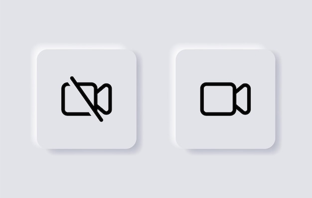 значок видеокамеры запись выключена символ в кнопках неоморфизма значки пользовательского интерфейса