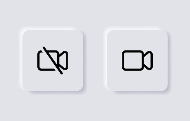 Video camera icon recording off symbol in neumorphism buttons ui user interface icons