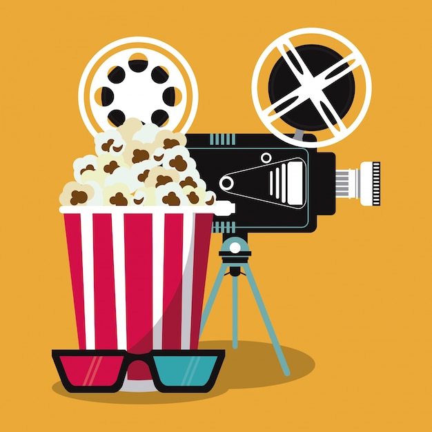 Video camera pop corn movie icon.