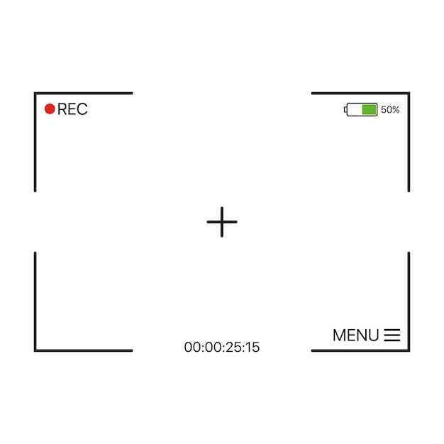 Video camera recording interface icon An icon representing the user interface of a video camera during the recording process showcasing elements such as a record button timer settings