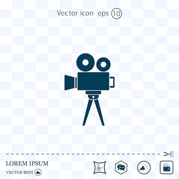 Vector video camera video filming vector icon on background eps 10