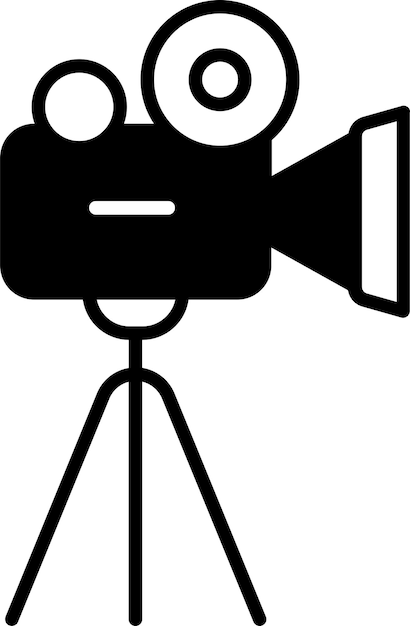 video camera with tripod solid glyph vector illustration