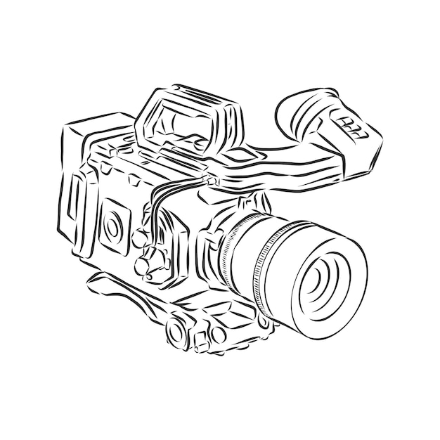 Video camethe sketch of a portable video camera camera vector sketch illustration
