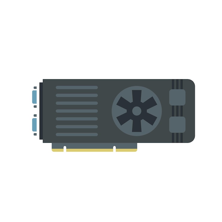 Vector video card cooler icon flat vector computer gpu graphic fan isolated