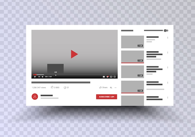 Vector video channel app interface mobile phone . social media . subscribe . post mock up .  illustration