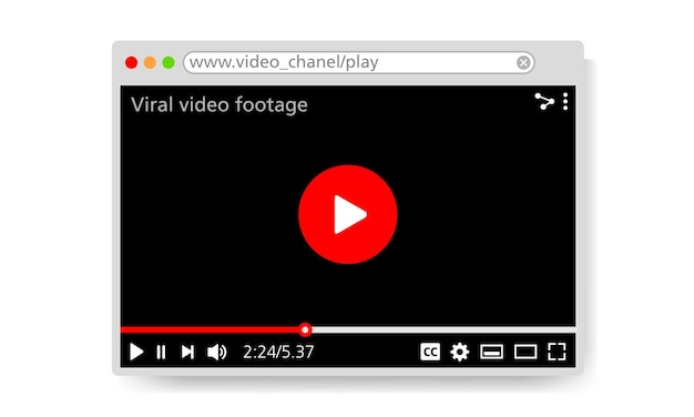 Vettore sito web del canale video interfaccia utente del sito web video