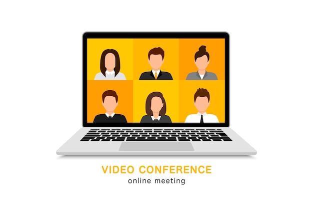 Concetto di videoconferenza su laptop riunione online