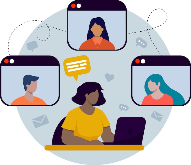 Vector video conference concept vector illustration in flat style