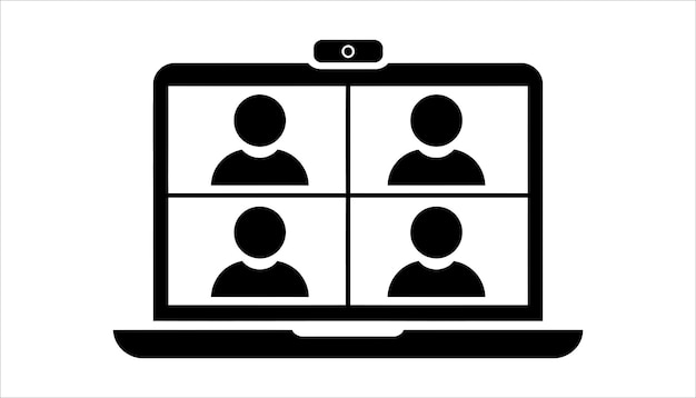 Video Conference Icon Online Meeting Symbol Virtual Communication Vector