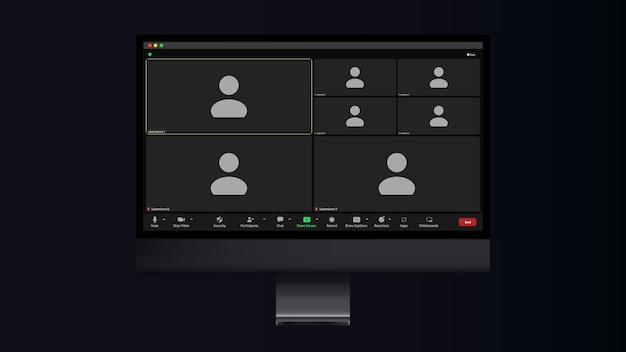 Vector video conference user interface video call screen interface template application for social communication