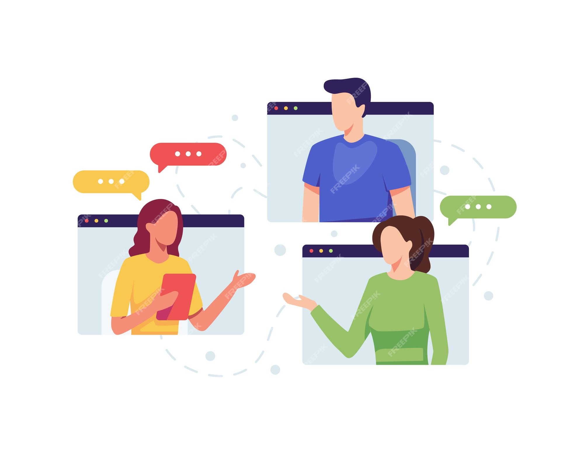 Chatting with friends concept icon. Online communication. Message friendly  reaction. Social media. Virtual friends support idea thin line illustration  Stock Vector Image & Art - Alamy