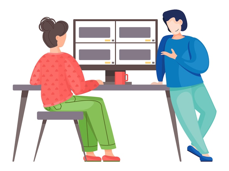 Vector video conference woman having a conference video call with her colleagues or friends online communication concept illustration of communication screen conference videoconferencing online meeting