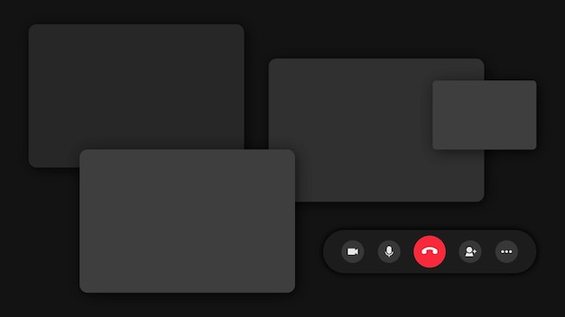 Vector video conferencing application vector set black background with design space