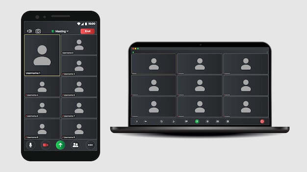 Vector video conferencing user interface online conference meeting