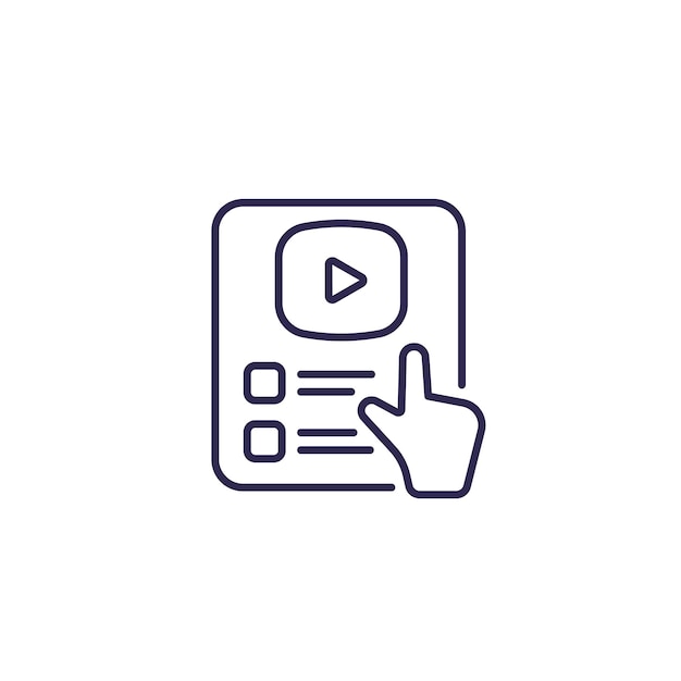 Video content line icon on white