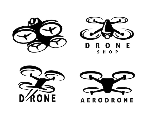 Vector video drone quadrocopter design emblem.