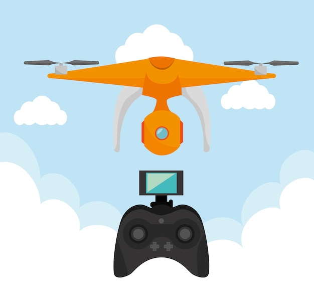 Vector video drone technology isolated icon design