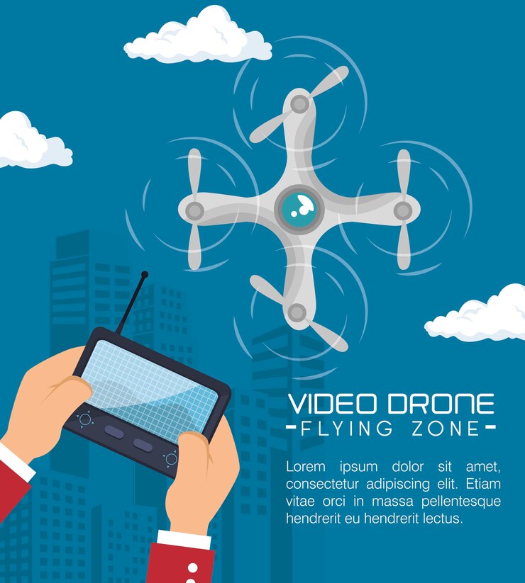 Vector video drone technology isolated icon design