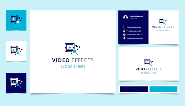 Video effects logo design with editable slogan branding book