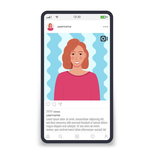 Video frame by social networks template on screen smartphone female icon vector illustration