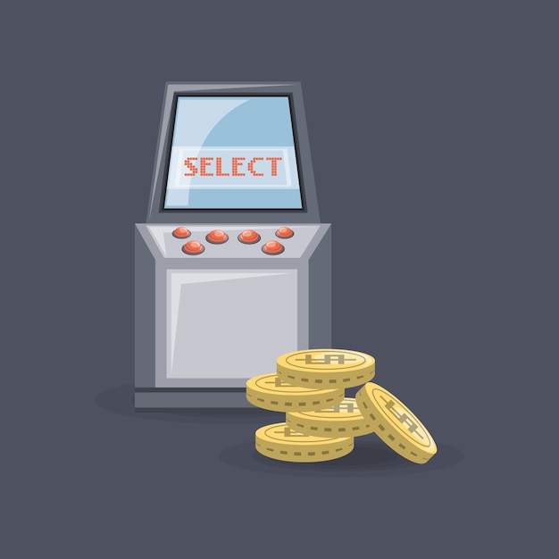 Video game arcade machine and coins