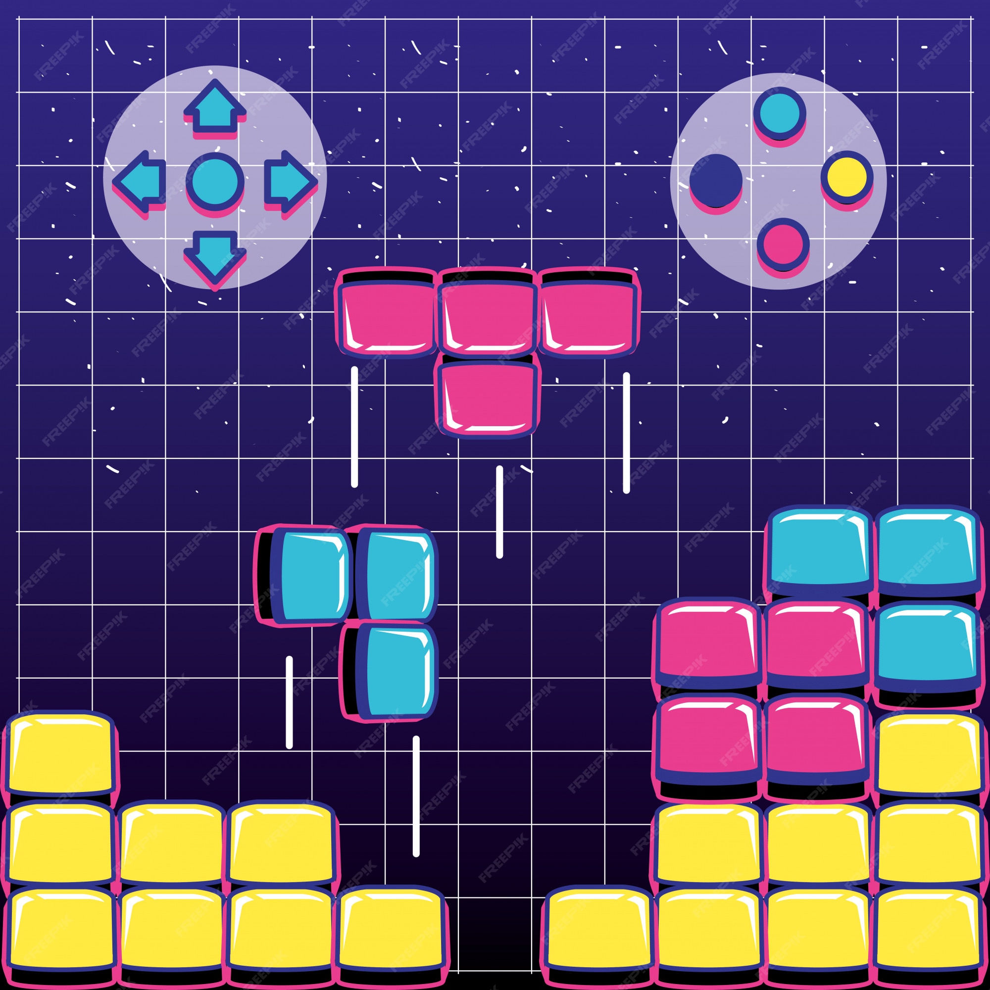 Video game blocks with buttons controls Royalty Free Vector